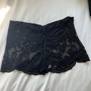 Rat & Boa Nolita Crochet Lace Drawstring Shorts Black Size M